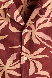 Chemise décontractée en coton à col cubain