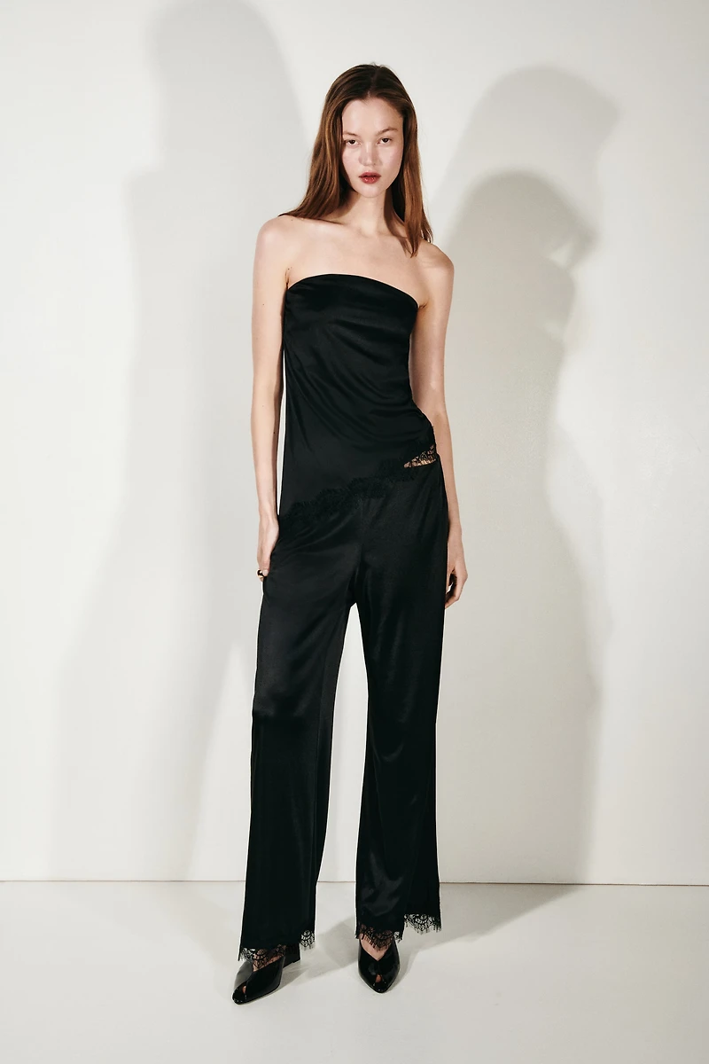 Lace-Trimmed Interlock Pants