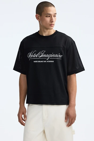 Oversized Printed Mesh T-Shirt