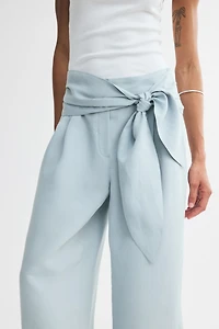 Wide-Leg Tie-Detail Pants