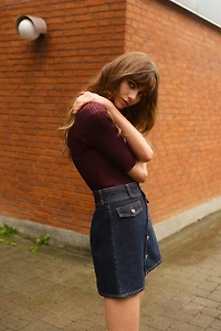 A-Line Denim Mini Skirt