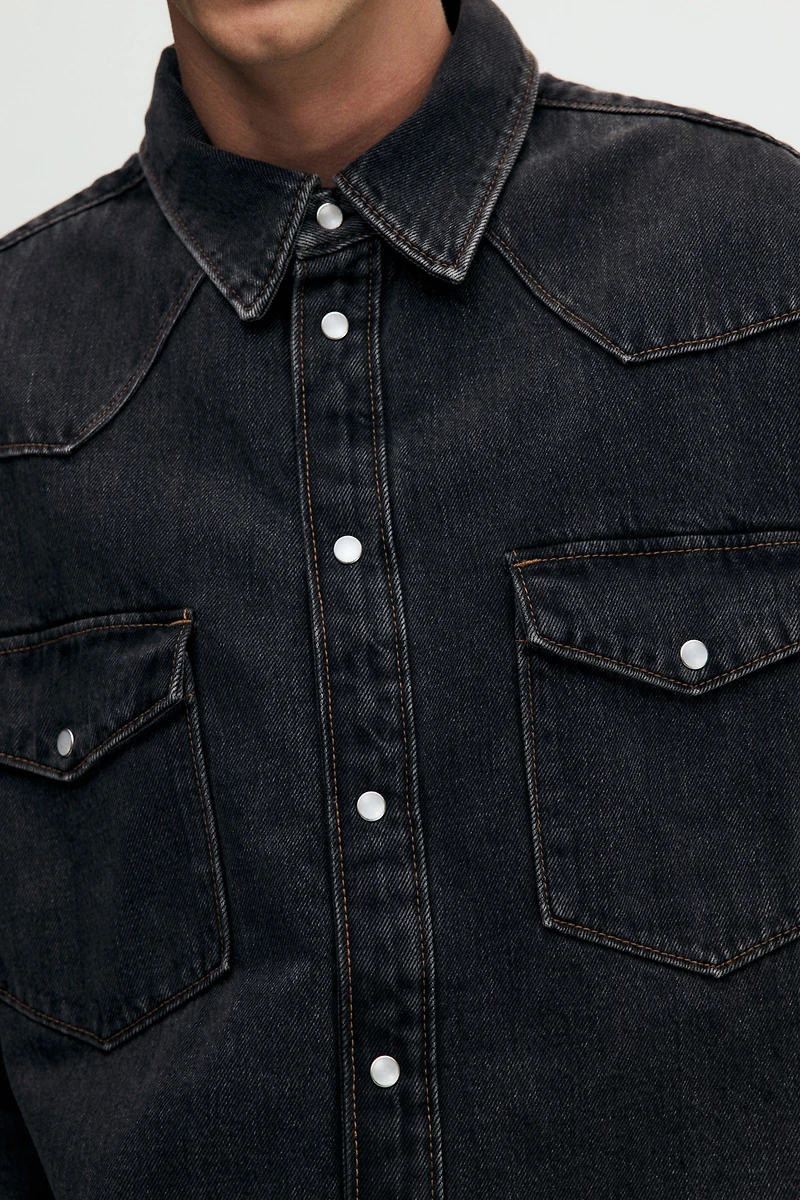 Oversized Padded Denim Shirt