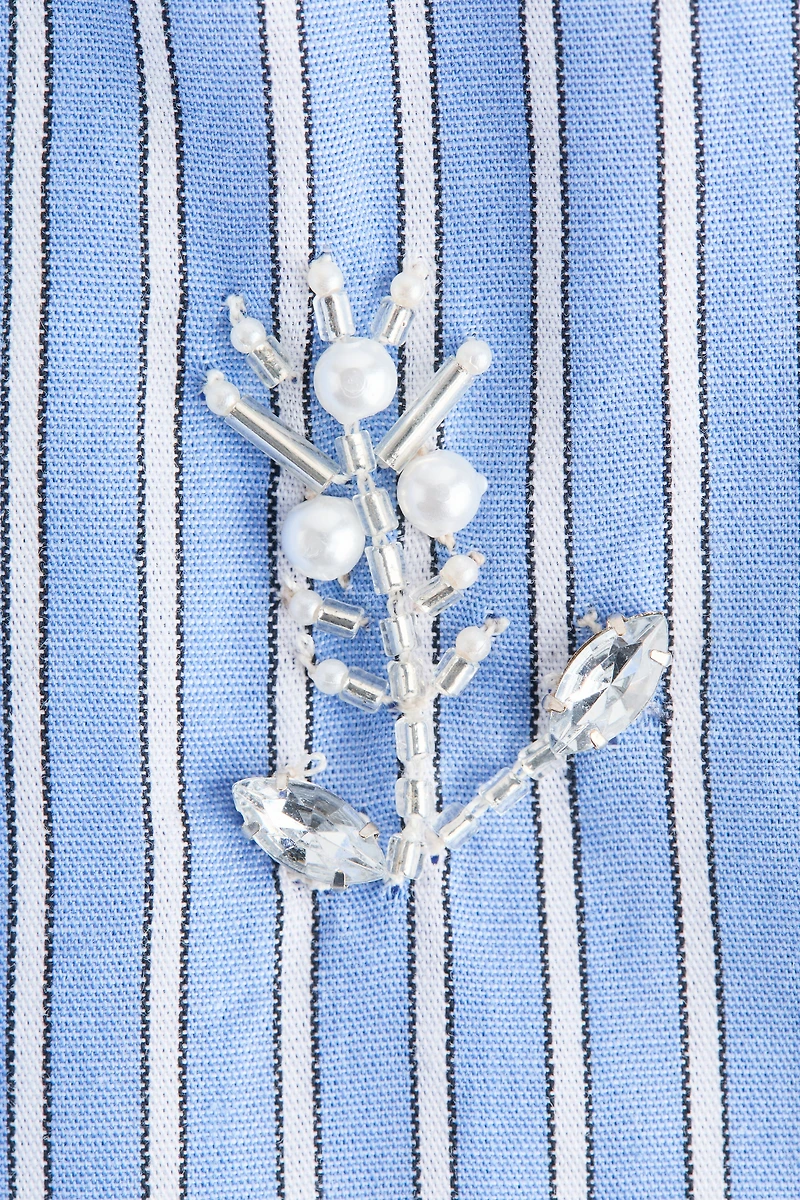 Embellished Cotton Poplin Pajama Shorts