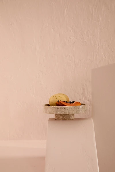Footed marble serving bowl