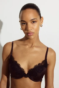 Microfiber and Lace Push-Up Bra