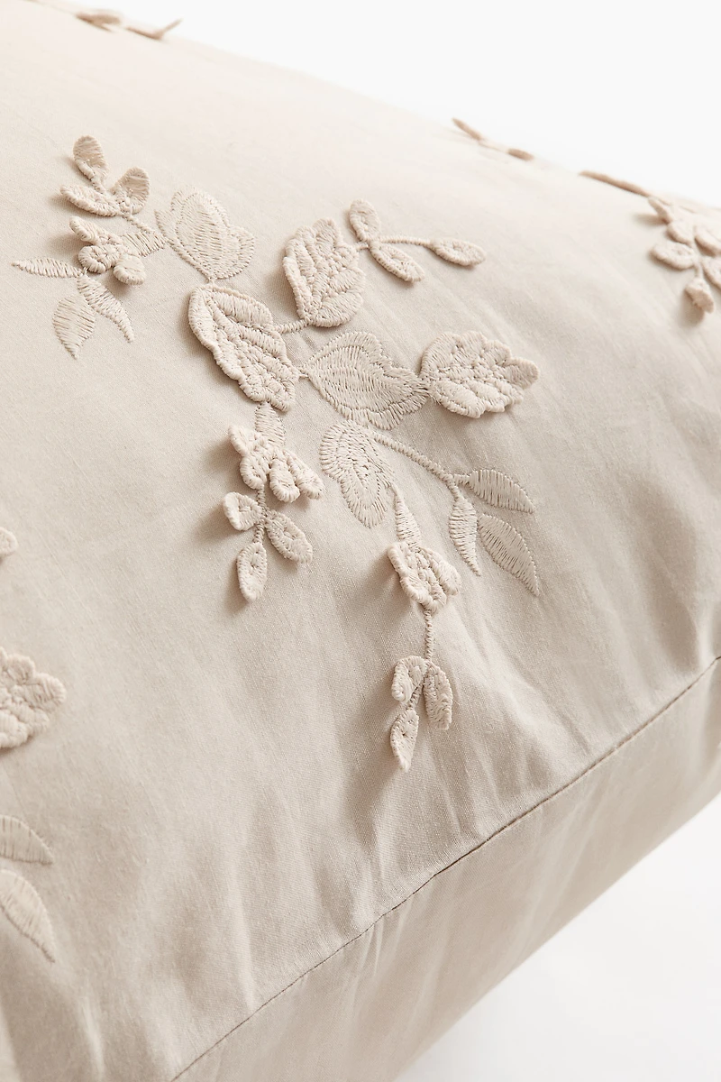 Embroidered-Detail Cotton Pillowcase