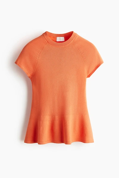 Fine-Knit Peplum Top