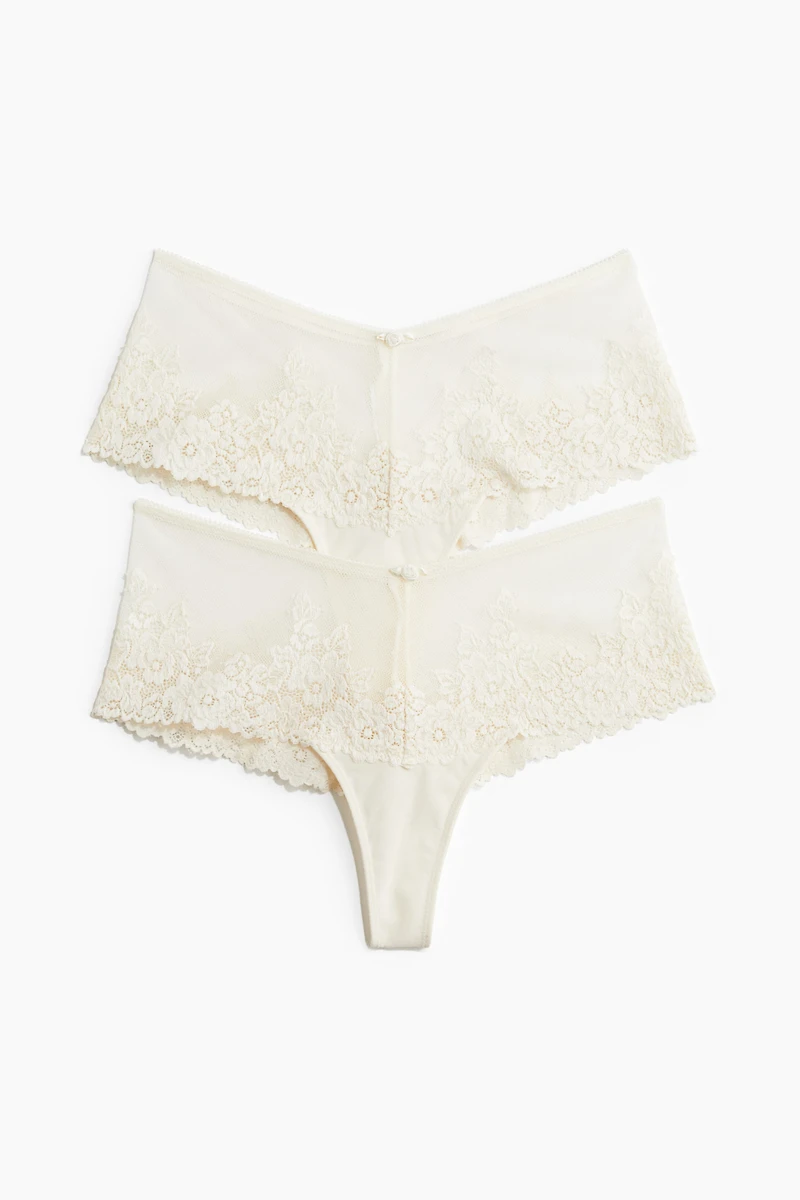 Lot de 2 strings Hipster en dentelle