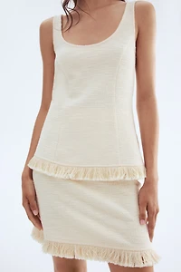 Bouclé Skirt with Fringe