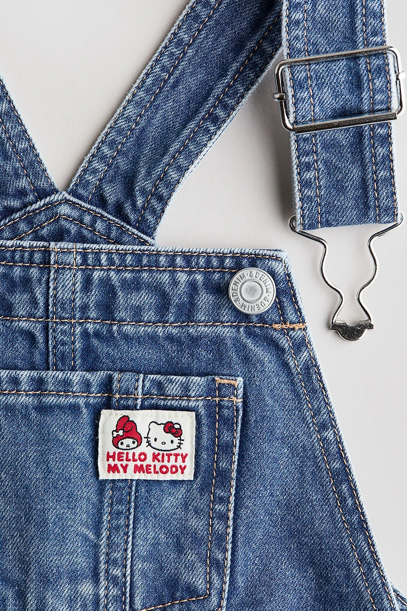 Printed Denim Overalls