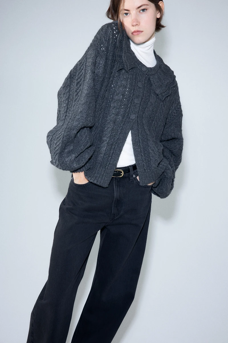 Gilet en maille torsadée avec col