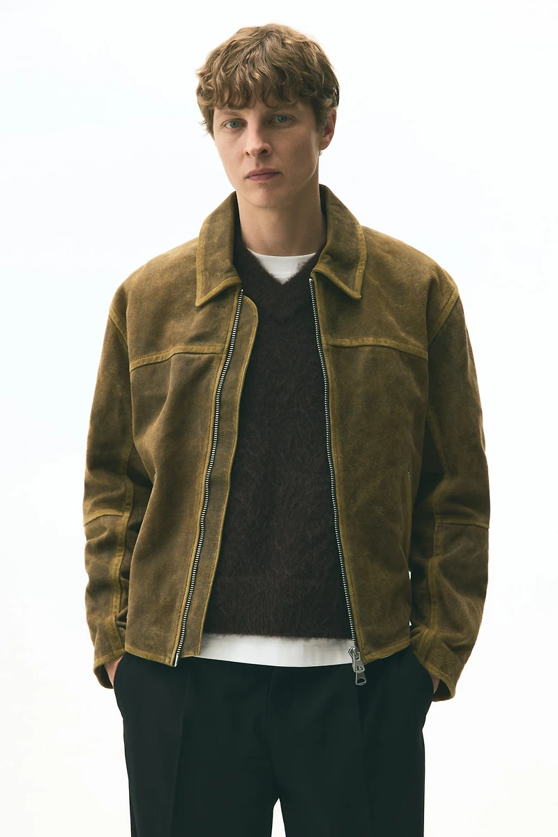 Veste en cuir de style motard