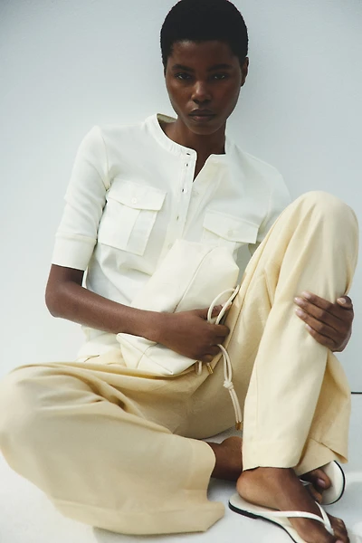 Pantalon à cordon en lin mélangé