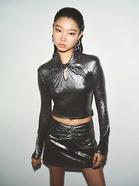 Shimmery Twist-Detail Top