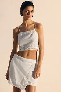 Linen-Blend Beach Crop Top