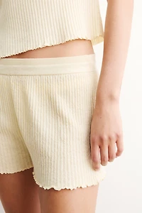 Linen-Blend Rib-Knit Shorts