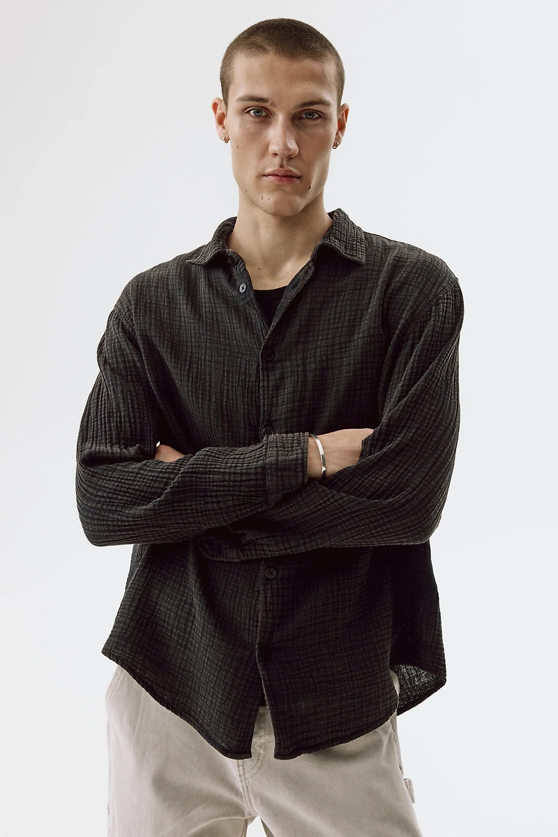 Regular-Fit Cotton Muslin Shirt