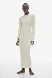 Robe longue en tricot côtelé