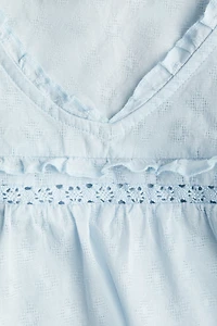 Ruffle-Trimmed Cotton Blouse