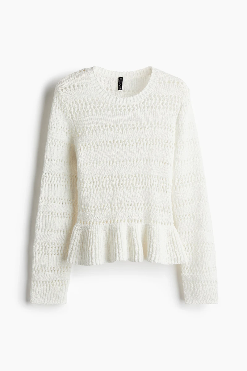 Chandail péplum en tricot pointelle