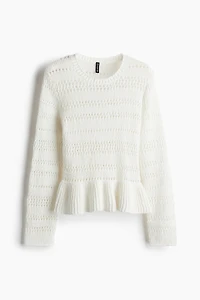 Chandail péplum en tricot pointelle