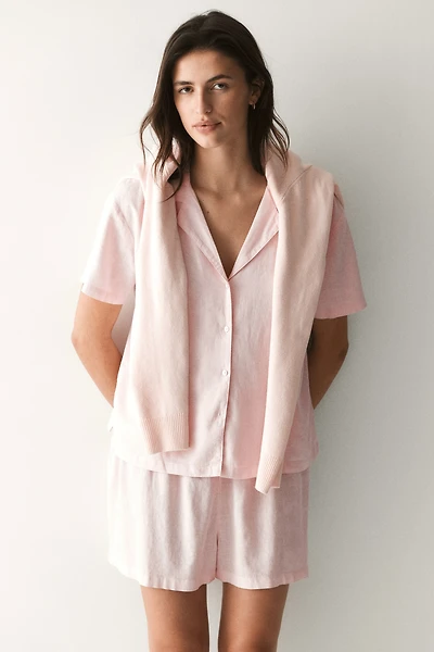 Linen-Blend Pajamas