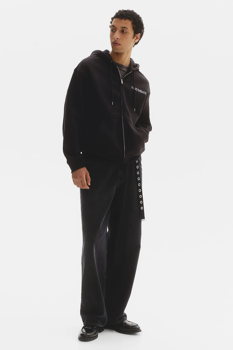 Loose-Fit Printed Hooded Jacket