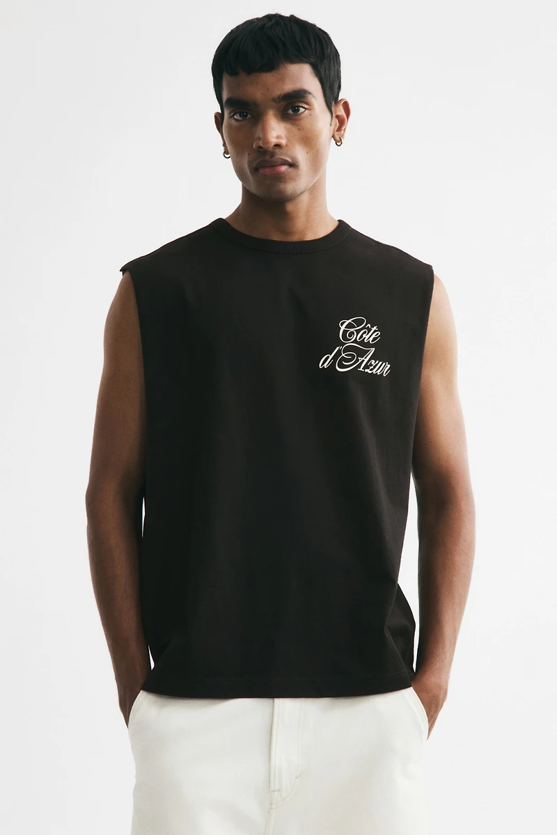 Loose-Fit Printed Sleeveless T-Shirt