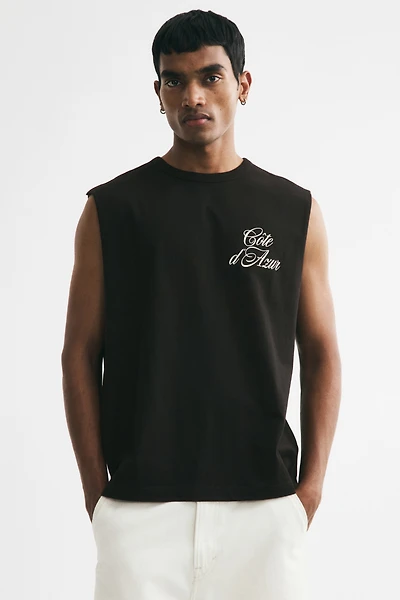 Loose-Fit Printed Sleeveless T-Shirt