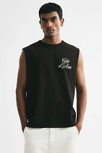 Loose-Fit Printed Sleeveless T-Shirt