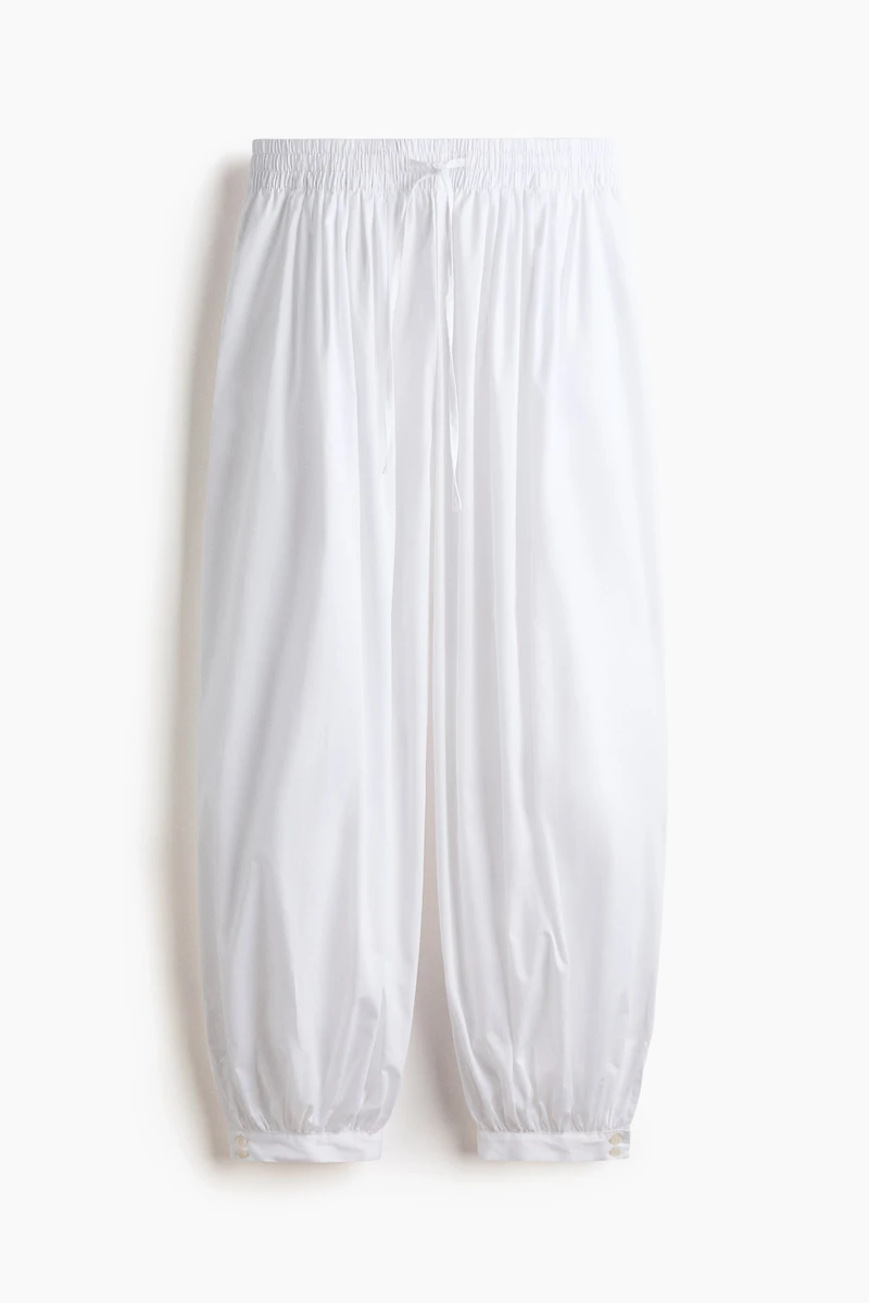 Cotton Balloon-Leg Pants