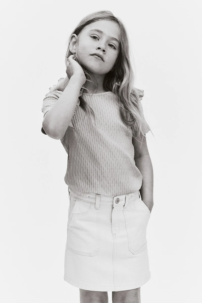 Flounce-Trimmed Cotton Top
