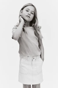 Flounce-Trimmed Cotton Top
