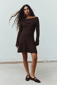 Rib-Knit Off-the-Shoulder Dress