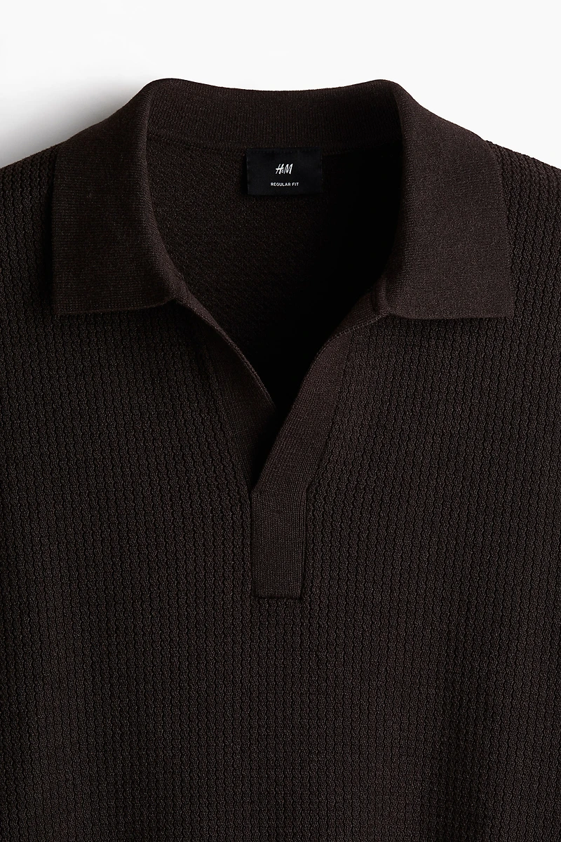 Regular-Fit Cable-Knit Polo Shirt