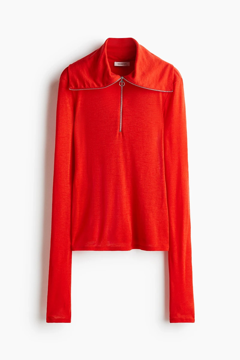 Haut à col fermeture éclair en laine