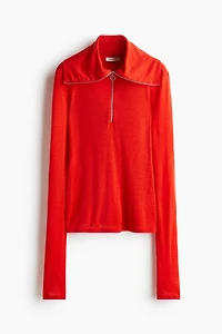 Haut à col fermeture éclair en laine