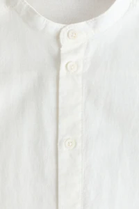 Linen-Blend Band Collar Shirt