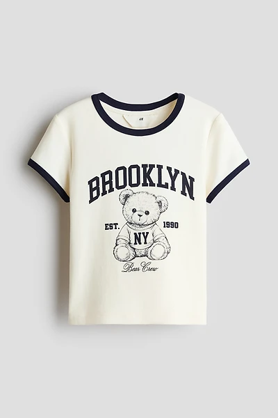 Cotton T-Shirt with Printed Motif