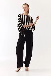 Fine-Knit Boat-Neck Top