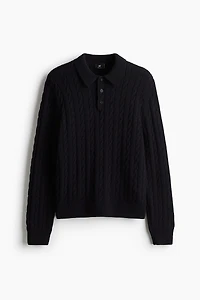 Regular-Fit Cable-Knit Polo Sweater