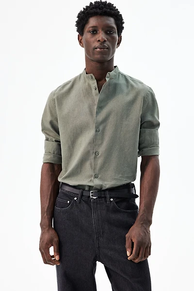 Regular-Fit Linen-Blend Shirt