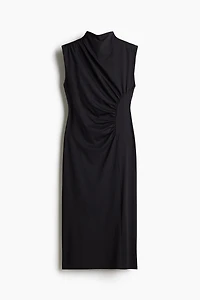 Draped Mock Turtleneck Dress