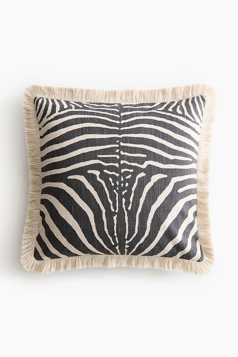 Cotton Cushion Cover with Fringe