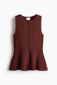 Chandail péplum sans manches en tricot côtelé
