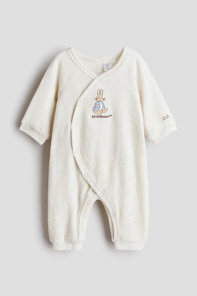 Embroidered-Detail Velour Jumpsuit