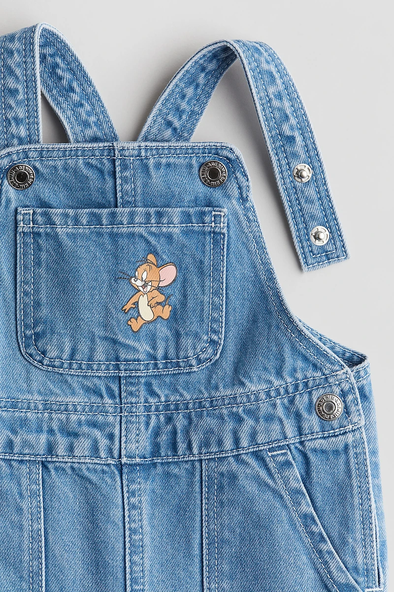 Printed Denim Overalls