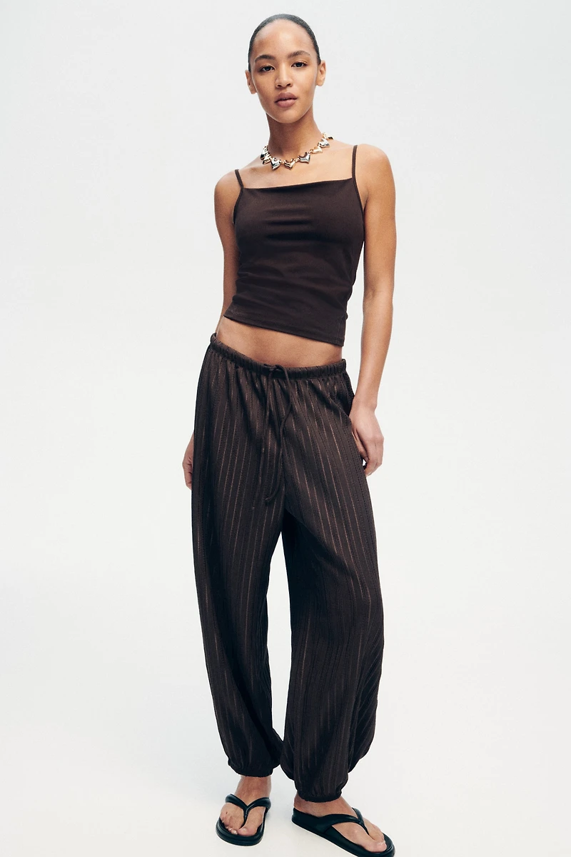 Textured Balloon-Leg Pants