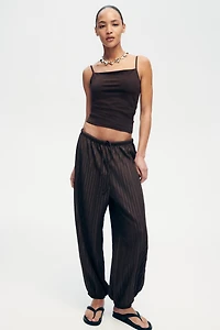 Textured Balloon-Leg Pants