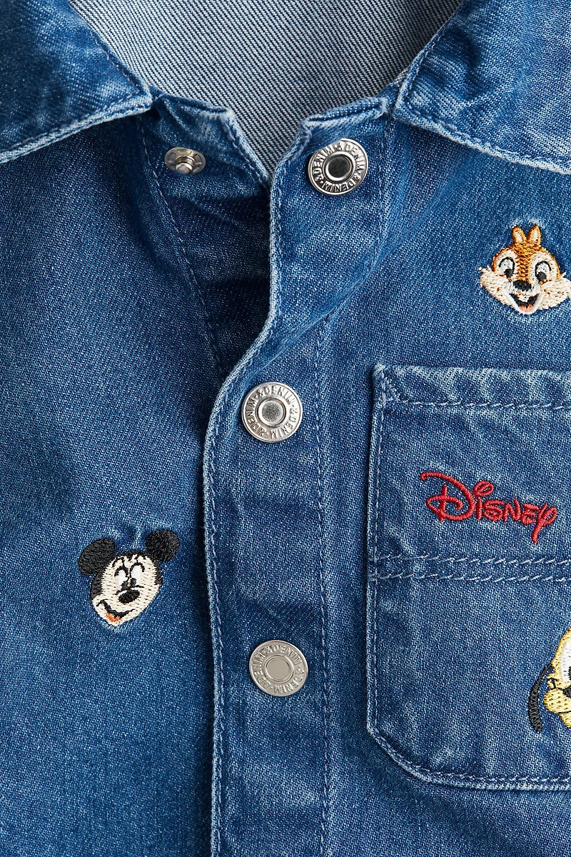 Embroidered-Detail Denim Overshirt